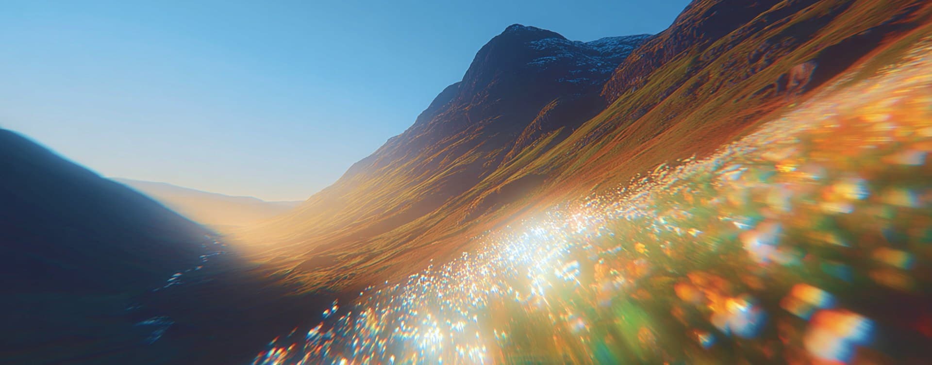 Mountain valley at golden hour