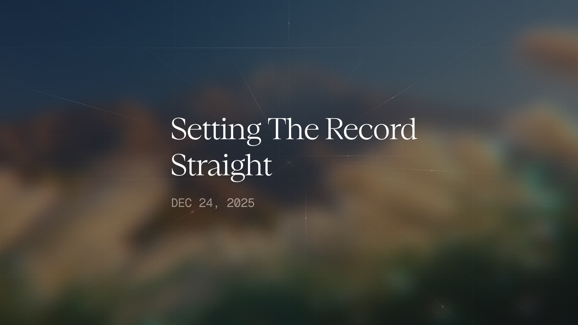 Setting the Record Straight